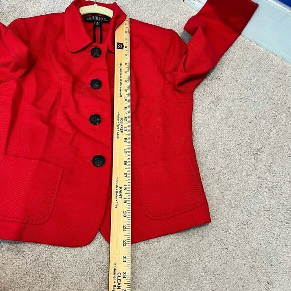 Lafayette 148 Red Cotton Linen Button Up Single Breasted Blazer Jacket Size 4 - Picture 9 of 10